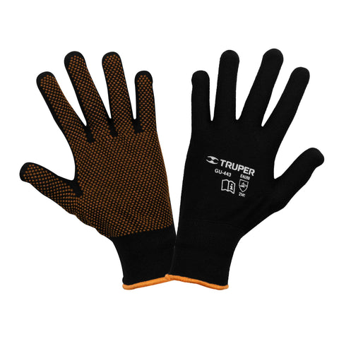 Guantes de poliéster con puntos de PVC en palma, G, TRUPER | GU-443 | 12652