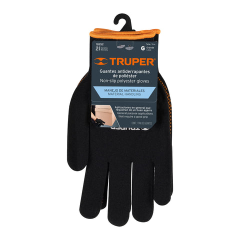 Guantes de poliéster con puntos de PVC en palma, G, TRUPER | GU-443 | 12652
