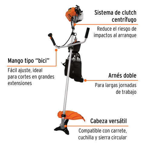 Desmalezadora a gasolina 63 cc mango tipo 'bici', 17' corte | DES-63 | 12671