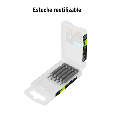 Estuche con 5 puntas hexagonales de 2 mm largo 2', Expert | PUDE-7202 | 12691