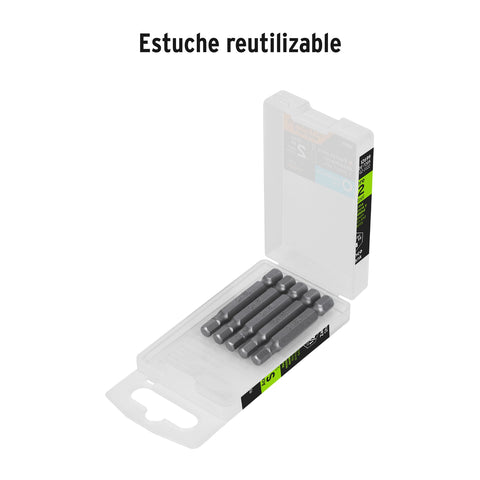 Estuche con 5 puntas hexagonales de 5 mm largo 2', Expert | PUDE-7205 | 12699