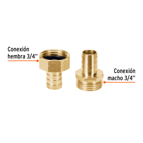 Conectores 5/8' macho y hembra de latón sólido para manguera | CFM-5/8B | 12706