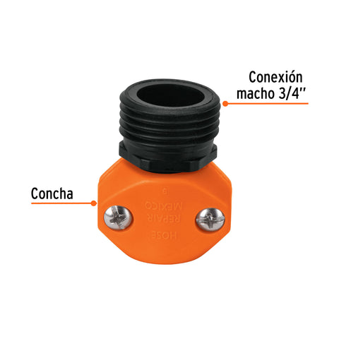 Conector 1/2' macho de ABS para manguera, Truper | REM-1/2 | 12710
