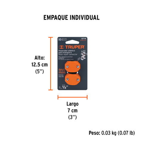 Reparador 1/2' de ABS para manguera, Truper | REMA-1/2 | 12714