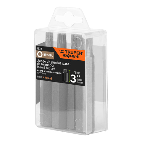 Estuche con 4 puntas brístol combinadas largo 3', Expert | PUDE-8204 | 12715