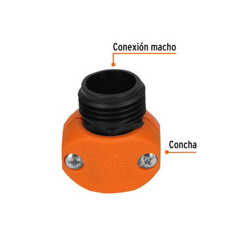 Conector 5/8'-3/4' macho de ABS para manguera, Truper | REM-5/8-3/4 | 12716