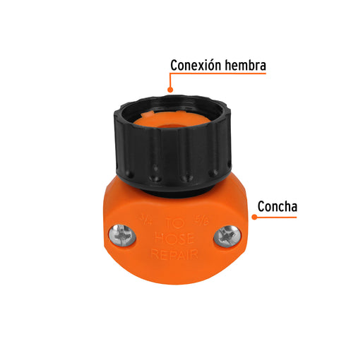 Conector 5/8'-3/4' hembra de ABS para manguera, Truper | REF-5/8-3/4 | 12718