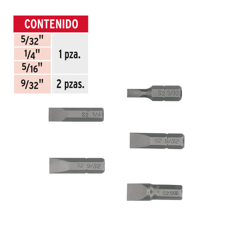 Juego de 5 puntas planas combinadas largo 1', Truper Expert | PUDE-3001 | 12719
