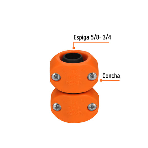 Reparador 5/8'-3/4' de ABS para manguera, Truper | REMA-5/8-3/4 | 12720