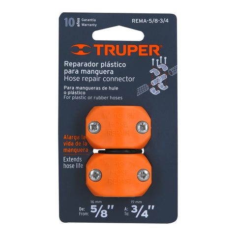 Reparador 5/8'-3/4' de ABS para manguera, Truper | REMA-5/8-3/4 | 12720