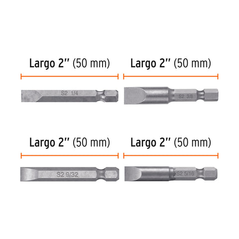 Juego de 5 puntas planas combinadas largo 2', Truper Expert | PUDE-3002 | 12721