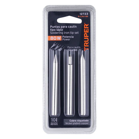 Blíster con 3 puntas de repuesto p/cautín tipo lápiz CAU-80 | R-CAU-80 | 12723