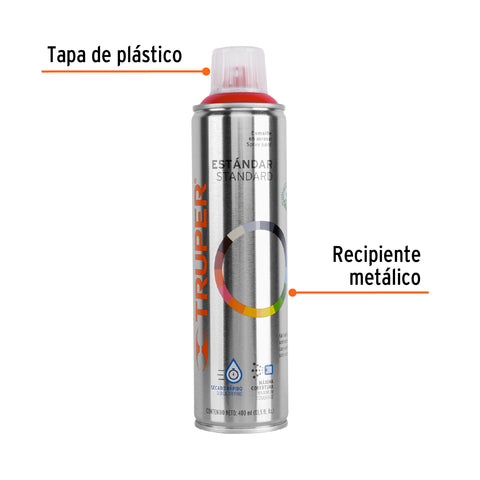 Pintura en aerosol, rojo seguridad, bote esbelto, 400 ml | PA-RSG | 12732