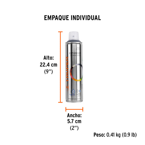 Pintura en aerosol, gris acero, bote esbelto, 400 ml | PA-GA | 12733