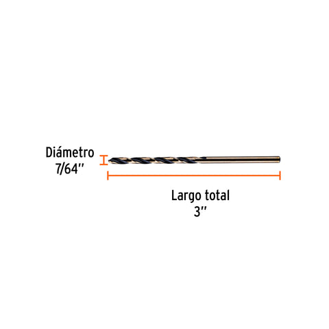 Broca HSS 7/64' Trugold para metal en blíster, Expert | BAV-7/64-B | 12739