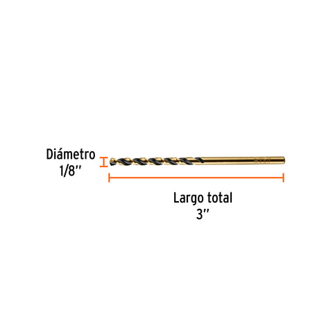 Broca HSS 1/8' Trugold para metal en blíster, Expert | BAV-1/8-B | 12740