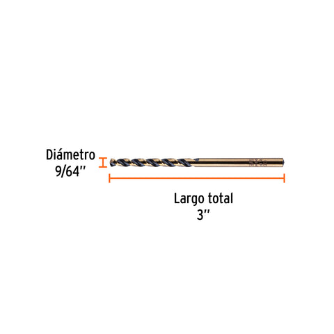 Broca HSS 9/64' Trugold para metal en blíster, Expert | BAV-9/64-B | 12741