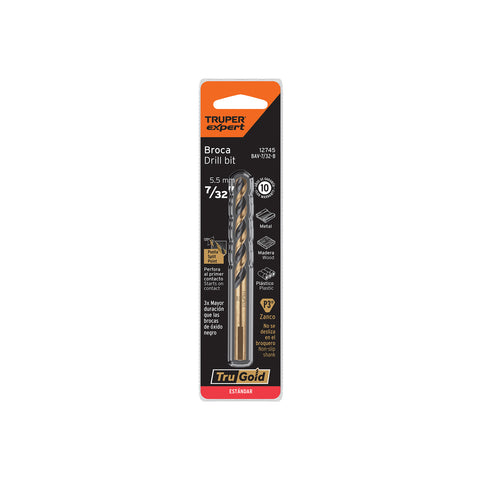 Broca HSS 7/32' Trugold para metal en blíster, Expert | BAV-7/32-B | 12745