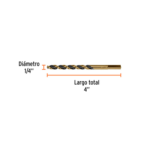 Broca HSS 1/4' Trugold para metal en blíster, Expert | BAV-1/4-B | 12746