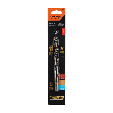 Broca HSS 1/2' Trugold para metal en blíster, Expert | BAV-1/2-B | 12750