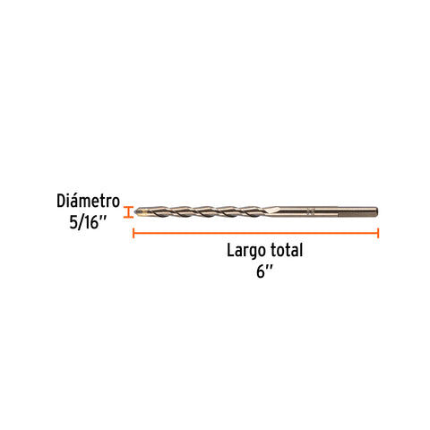 Broca para concreto de 5/16 x 6' en blíster, TRUPER | BCT-5/16X6-B | 12757