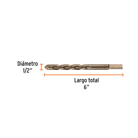 Broca para concreto de 1/2 x 6' en blíster, TRUPER | BCT-1/2X6-B | 12760