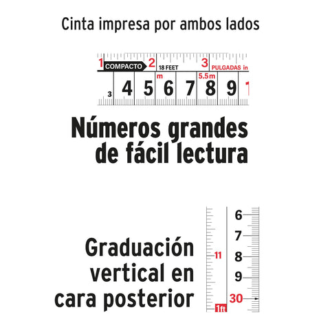 Flexómetro compacto contra impactos 8 m cinta 25 mm, TRUPER | FCG-8M | 12774