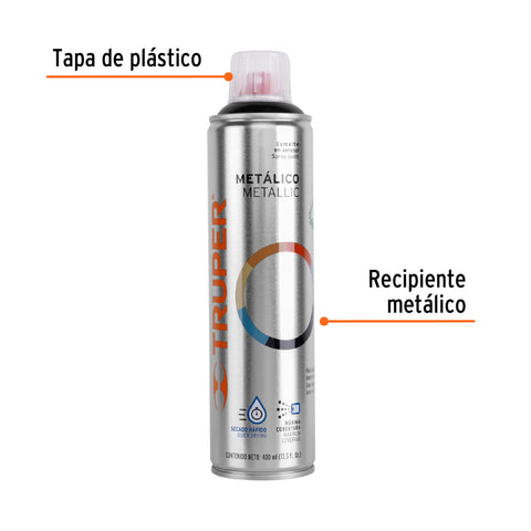 Pintura en aerosol, negro metálico, bote esbelto, 400 ml | PAM-NE | 12778