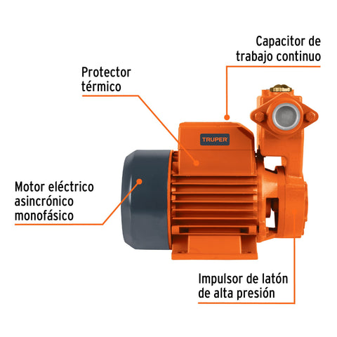 Bomba periférica autocebante 3/4HP, uso agrícola, TRUPER | BOPA-3/4 | 12781