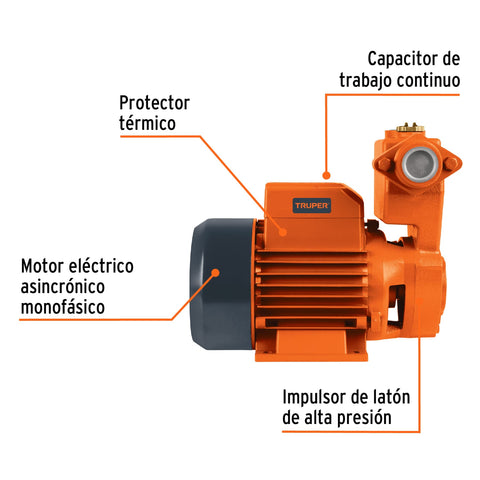 Bomba periférica autocebante 1HP, uso agrícola, TRUPER | BOPA-1 | 12782