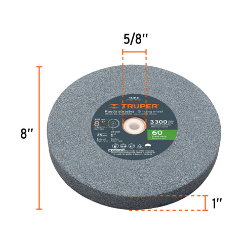 Esmeril de banco de 8' de 3/4 HP (560 W), Truper | EBA-8 | 12786