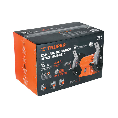 Esmeril de banco de 8' de 3/4 HP (560 W), Truper | EBA-8 | 12786