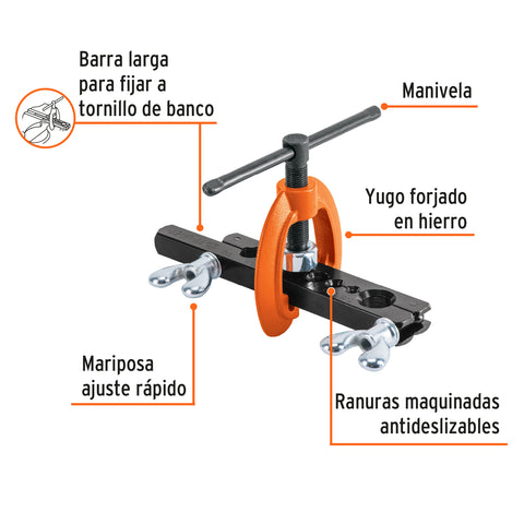 Avellanador para tubo, ajustable de 3/16' a 5/8', TRUPER | JAV-7 | 12868