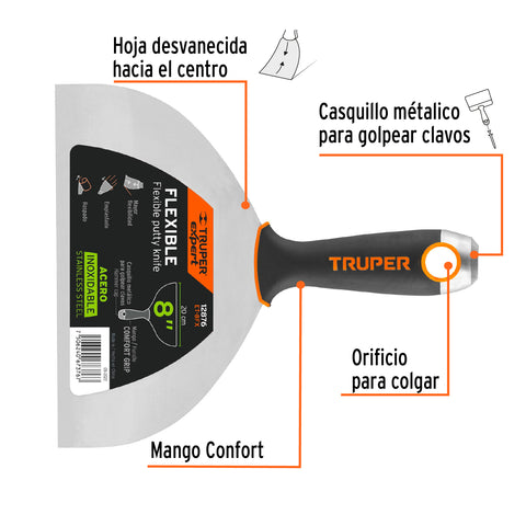 Espátula flexible 8' acero inoxidable, Comfort Grip, EXPERT | ET-8FX | 12876