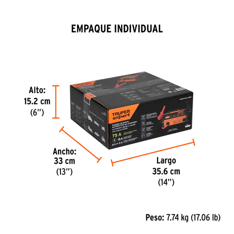 Cargador de baterías 15 A, arrancador de 75A, 6V/24V | CARBA-50X | 12889