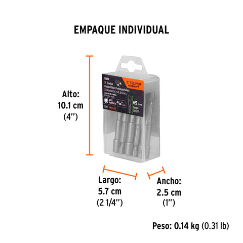 Estuche con 5 dados magnéticos de 3/16' largo 2-1/2', Expert | PUDE-9018 | 12895