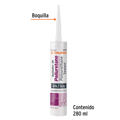 Sellador de poliuretano de 280 ml, gris, Truper | SEPO-280G | 12905
