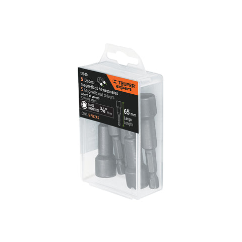 Estuche con 5 dados magnéticos de 3/8' largo 2-1/2', Expert | PUDE-9027 | 12940