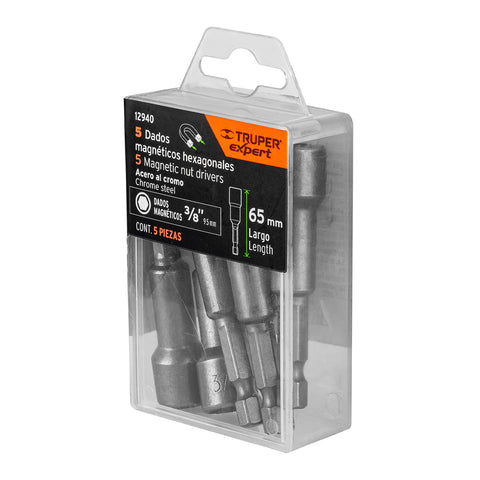 Estuche con 5 dados magnéticos de 3/8' largo 2-1/2', Expert | PUDE-9027 | 12940