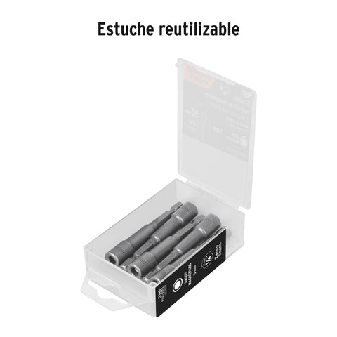 Estuche con 5 dados magnéticos de 5 mm largo 2-1/2', Expert | PUDE-9005 | 12945