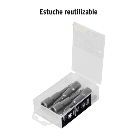 Estuche con 5 dados magnéticos de 6 mm largo 2-1/2', Expert | PUDE-9006 | 12946