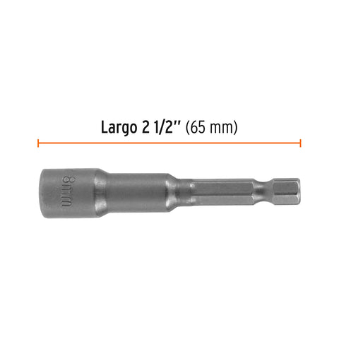Estuche con 5 dados magnéticos de 8 mm largo 2-1/2', Expert | PUDE-9008 | 12948