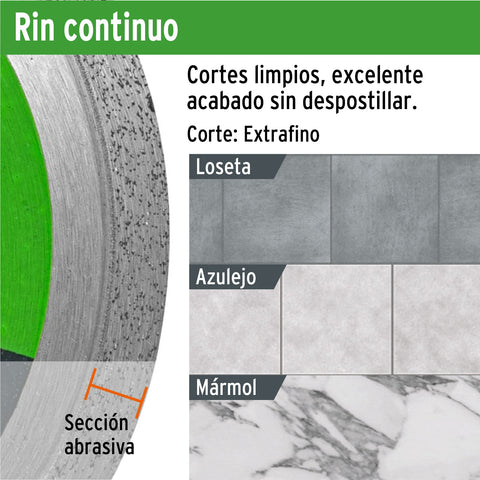 Disco de diamante de 4-1/2' x 1.6 mm, rin continuo, TRUPER | DID-145 | 12977