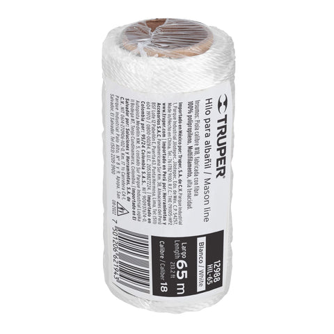 Carrete con 65 m de hilo para albañil blanco, Truper | HIL-65 | 12988