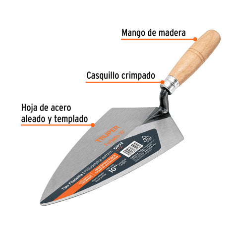 Cuchara para albañil 10' forjada tipo Filadelfia, TRUPER | CT-10 | 12992