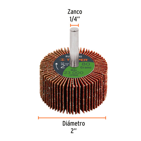 Rueda flap de 2', grano 80, Truper | RUFLA-280 | 13038