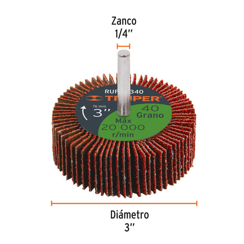 Rueda flap de 3', grano 40, Truper | RUFLA-340 | 13040