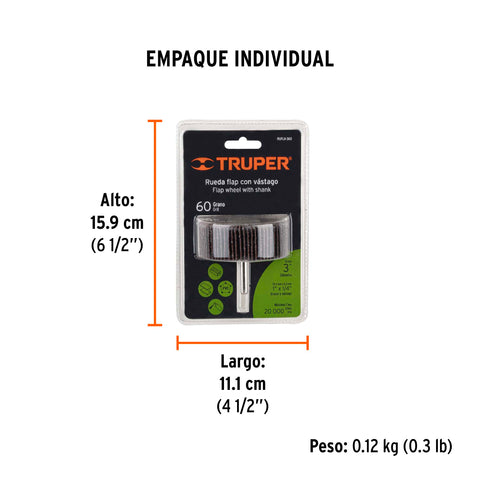 Rueda flap de 3', grano 60, Truper | RUFLA-360 | 13041