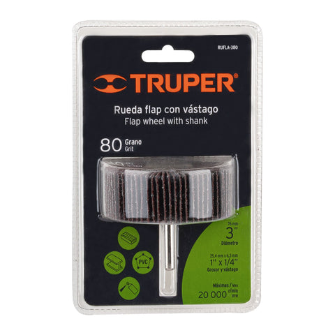 Rueda flap de 3', grano 80, Truper | RUFLA-380 | 13042