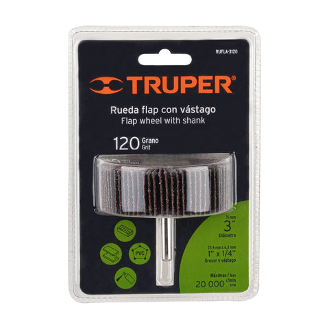 Rueda flap de 3', grano 120, Truper | RUFLA-3120 | 13044